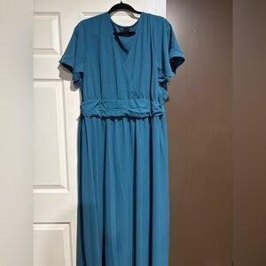Teal Wrap-Style Women’s Dress